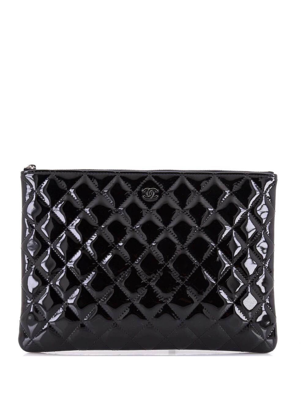 Chanel O Case Clutch Quilted Patent #301316C12B